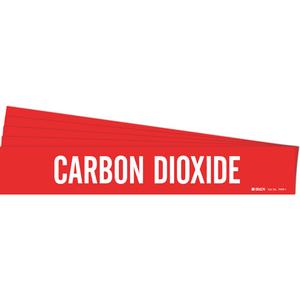 "Carbon Dioxide" Pipe Marker - Vinyl, White on Red, 2-1/2" - 7-7/8", 2-1/4", 14", 2", English, Self-Adhesive