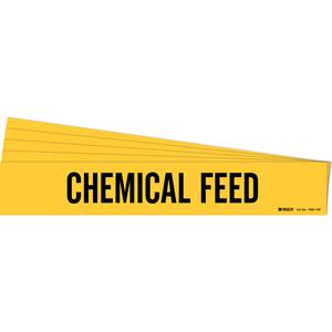 "Chemical Feed" Pipe Marker - Vinyl, Black on Yellow, 8" - 20", 4", 24", 3-1/2", English, Self-Adhesive