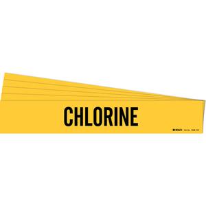 "Chlorine" Pipe Marker - Vinyl, Black on Yellow, 8" - 20", 4", 24", 3-1/2", English, Self-Adhesive