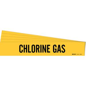 "Chlorine Gas" Pipe Marker - Vinyl, Black on Yellow, 2-1/2" - 7-7/8", 2-1/4", 14", 2", English, Self-Adhesive