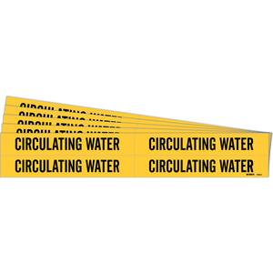 "Circulating Water" Pipe Markers - Vinyl, Black on Yellow, 3/4" - 2-3/8", 1-1/8", 7", 3/4", English, Self-Adhesive, 4