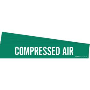 "Compressed Air" Pipe Marker - Vinyl, White on Green, 8" - 20", 4", 24", 3-1/2", English, Self-Adhesive