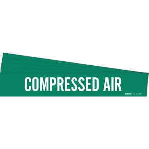 "Compressed Air" Pipe Marker - Vinyl, White on Green, 2-1/2" - 7-7/8", 2-1/4", 14", 2", English, Self-Adhesive