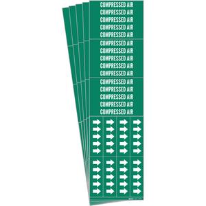 "Compressed Air" Pipe Markers - Vinyl, White on Green, 0" - 3/4", 2-1/4", 2-3/4", 1/2", English, Self-Adhesive, 3