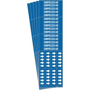 "Compressed Air" Pipe Markers - Vinyl, White on Blue, 0" - 3/4", 2-1/4", 2-3/4", 1/2", English, Self-Adhesive, 3