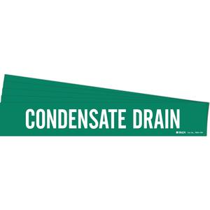 "Condensate Drain" Pipe Marker - Vinyl, White on Green, 8" - 20", 4", 24", 3-1/2", English, Self-Adhesive