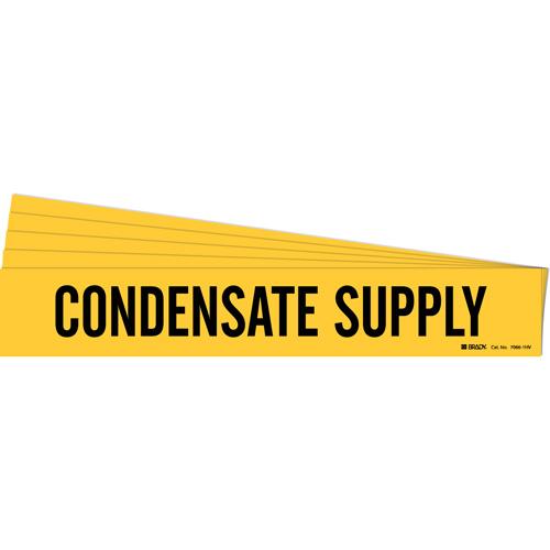 "Condensate Supply" Pipe Marker - Vinyl, Black on Yellow, 8" - 20", 4", 24", 3-1/2", English, Self-Adhesive