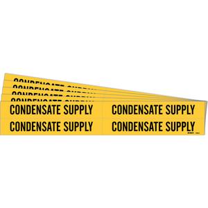 "Condensate Supply" Pipe Marker - Vinyl, Black on Yellow, 3/4" - 2-3/8", 1-1/8", 7", 3/4", English, Self-Adhesive, 4