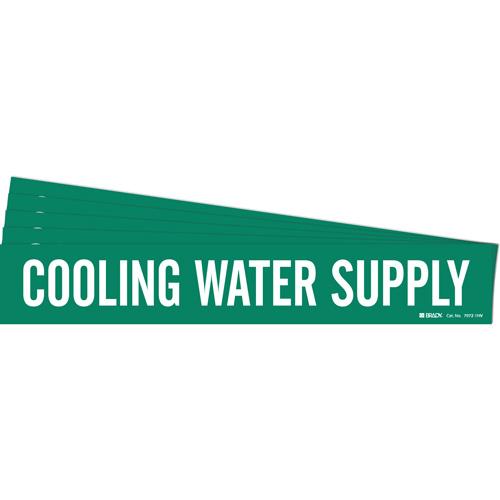 "Cooling Water Supply" Pipe Marker - Vinyl, White on Green, 8" - 20", 4", 24", 3-1/2", English, Self-Adhesive