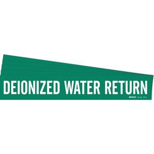 "Deionized Water Return" Pipe Marker - Vinyl, White on Green, 2-1/2" - 7-7/8", 2-1/4", 14", 2", English, Self-Adhesive