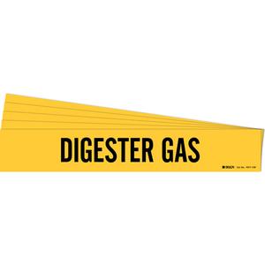 "Digester Gas" Pipe Marker - Vinyl, Black on Yellow, 8" - 20", 4", 24", 3-1/2", English, Self-Adhesive