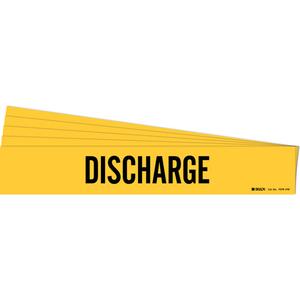 "Discharge" Pipe Marker - Vinyl, Black on Yellow, 8" - 20", 4", 24", 3-1/2", English, Self-Adhesive