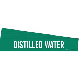 "Distilled Water" Pipe Marker - Vinyl, White on Green, 2-1/2" - 7-7/8", 2-1/4", 14", 2", English, Self-Adhesive