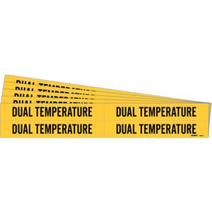 "Dual Temperature" Pipe Markers - Vinyl, Black on Yellow, 3/4" - 2-3/8", 1-1/8", 7", 3/4", English, Self-Adhesive, 4