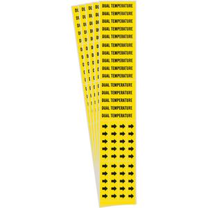 "Dual Temperature" Pipe Markers - Vinyl, Black on Yellow, 0" - 3/4", 2-1/4", 2-3/4", 1/2", English, Self-Adhesive, 3