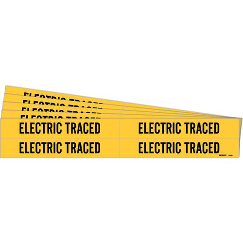 "Electric Traced" Pipe Markers - Vinyl, Black on Yellow, 3/4" - 2-3/8", 1-1/8", 7", 3/4", English, Self-Adhesive, 4