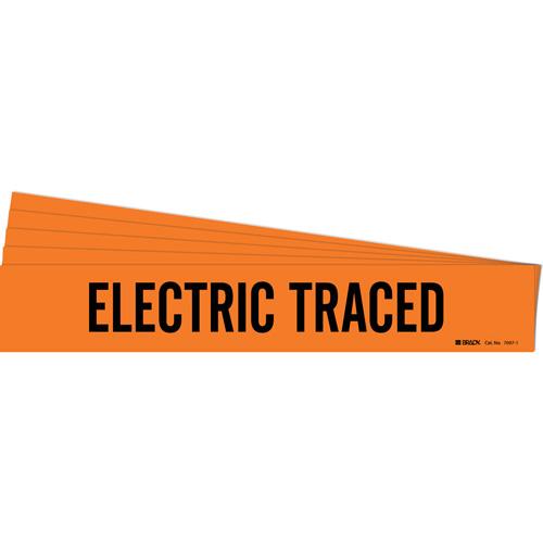 "Electric Traced" Pipe Marker - Vinyl, Black on Orange, 2-1/2" - 7-7/8", 2-1/4", 14", 2", English, Self-Adhesive