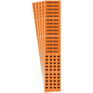 "Electric Traced" Pipe Markers - Vinyl, Black on Orange, 0" - 3/4", 2-1/4", 2-3/4", 1/2", English, Self-Adhesive, 3