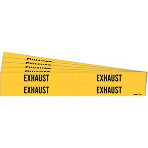 "Exhaust" Pipe Markers - Vinyl, Black on Yellow, 3/4" - 2-3/8", 1-1/8", 7", 3/4", English, Self-Adhesive, 4