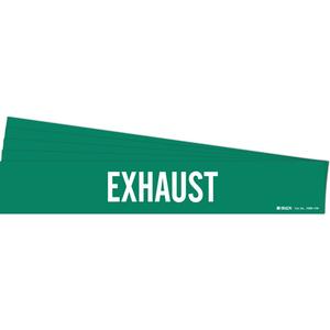 "Exhaust" Pipe Marker - Vinyl, White on Green, 8" - 20", 4", 24", 3-1/2", English, Self-Adhesive