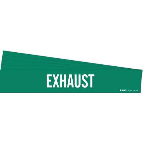 "Exhaust" Pipe Marker - Vinyl, White on Green, 8" - 20", 4", 24", 3-1/2", English, Self-Adhesive