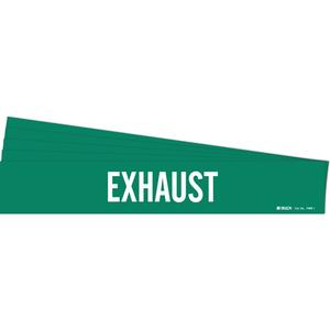 "Exhaust" Pipe Marker - Vinyl, White on Green, 2-1/2" - 7-7/8", 2-1/4", 14", 2", English, Self-Adhesive