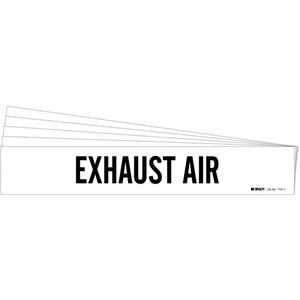 "Exhaust Air" Pipe Marker - Vinyl, Black on White, 2-1/2" - 7-7/8", 2-1/4", 14", 2", English, Self-Adhesive