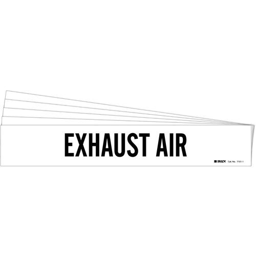 "Exhaust Air" Pipe Marker - Vinyl, Black on White, 2-1/2" - 7-7/8", 2-1/4", 14", 2", English, Self-Adhesive
