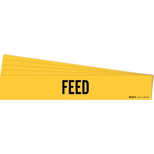 "Feed" Pipe Marker - Vinyl, Black on Yellow, 8" - 20", 4", 24", 3-1/2", English, Self-Adhesive