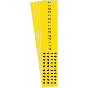 "Feed" Pipe Markers - Vinyl, Black on Yellow, 0" - 3/4", 2-1/4", 2-3/4", 1/2", English, Self-Adhesive, 3