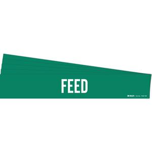 "Feed" Pipe Marker - Vinyl, White on Green, 8" - 20", 4", 24", 3-1/2", English, Self-Adhesive
