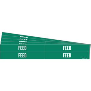 "Feed" Pipe Marker - Vinyl, White on Green, 3/4" - 2-3/8", 1-1/8", 7", 3/4", English, Self-Adhesive, 4