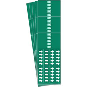"Feed" Pipe Markers - Vinyl, White on Green, 0" - 3/4", 2-1/4", 2-3/4", 1/2", English, Self-Adhesive, 3