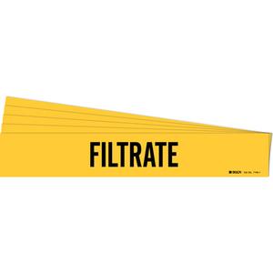 "Filtrate" Pipe Marker - Vinyl, Black on Yellow, 2-1/2" - 7-7/8", 2-1/4", 14", 2", English, Self-Adhesive