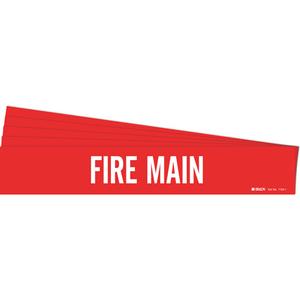 "Fire Main" Pipe Marker - Vinyl, White on Red, 2-1/2" - 7-7/8", 2-1/4", 14", 2", English, Self-Adhesive