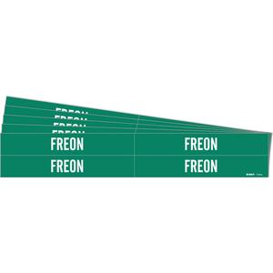 "Freon" Pipe Markers - Vinyl, White on Green, 3/4" - 2-3/8", 1-1/8", 7", 3/4", English, Self-Adhesive, 4
