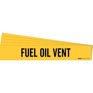 "Fuel Oil Vent" Pipe Marker - Vinyl, Black on Yellow, 8" - 20", 4", 24", 3-1/2", English, Self-Adhesive