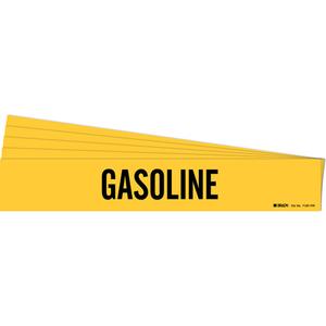 "Gasoline" Pipe Marker - Vinyl, Black on Yellow, 8" - 20", 4", 24", 3-1/2", English, Self-Adhesive