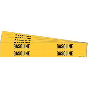 "Gasoline" Pipe Markers - Vinyl, Black on Yellow, 3/4" - 2-3/8", 1-1/8", 7", 3/4", English, Self-Adhesive, 4