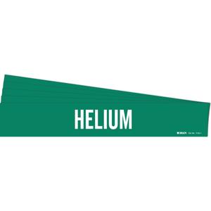 "Helium" Pipe Marker - Vinyl, White on Green, 2-1/2" - 7-7/8", 2-1/4", 14", 2", English, Self-Adhesive