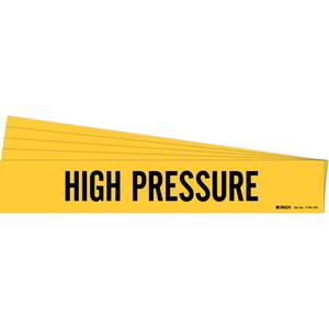 "High Pressure" Pipe Marker - Vinyl, Black on Yellow, 8" - 20", 4", 24", 3-1/2", English, Self-Adhesive