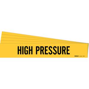 "High Pressure" Pipe Marker - Vinyl, Black on Yellow, 2-1/2" - 7-7/8", 2-1/4", 14", 2", English, Self-Adhesive