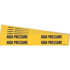 "High Pressure" Pipe Markers - Vinyl, Black on Yellow, 3/4" - 2-3/8", 1-1/8", 7", 3/4", English, Self-Adhesive
