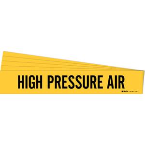 "High Pressure Air" Pipe Marker - Vinyl, Black on Yellow, 2-1/2" - 7-7/8", 2-1/4", 14", 2", English, Self-Adhesive