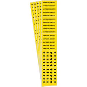 "High Pressure Condensate" Pipe Markers - Vinyl, Black on Yellow, 0" - 3/4", 2-1/4", 2-3/4", 1/2", English, Self-Adhesive, 3