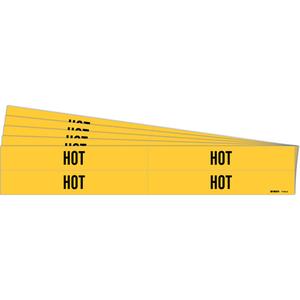 "Hot" Pipe Markers - Vinyl, Black on Yellow, 3/4" - 2-3/8", 1-1/8", 7", 3/4", English, Self-Adhesive, 4