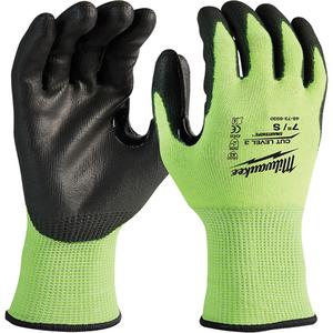 High-Visibility Cut-Resistant Gloves - Small, Medium, Large, X-Large, 2X-Large, 15, Polyethylene, Nitrile/Polyurethane, Dipped Palm, ANSI/ISEA 105 Level 3, Unrated, Unrated, Unrated, Unrated