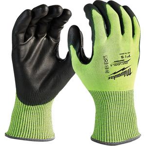 High-Visibility Cut-Resistant Gloves - Small, Medium, Large, X-Large, 2X-Large, 13, Polyethylene, Nitrile/Polyurethane, Dipped Palm, ANSI/ISEA 105 Level 4, EN 388 Level 4, EN 388 Level 4, EN 388 Level 3