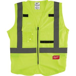 Safety Vest - High Visibility Lime-Yellow, Silver, Small/Medium, Large/X-Large, 4X-Large/5X-Large, Meets/Exceeds CSA Z96 Class 2 - Level 2