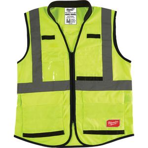Performance Safety Vest - High Visibility Lime-Yellow, Silver, 4X-Large/5X-Large, Meets/Exceeds CSA Z96 Class 2 - Level 2